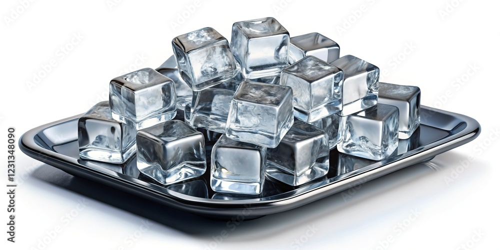Iced Cubes on White for Refreshing Drinks Iced Cubes on White for Refreshing Drinks