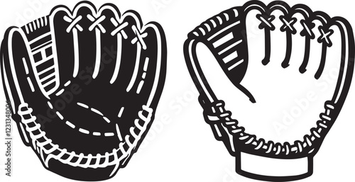baseball glove silhouette logo icon design vector art illustration