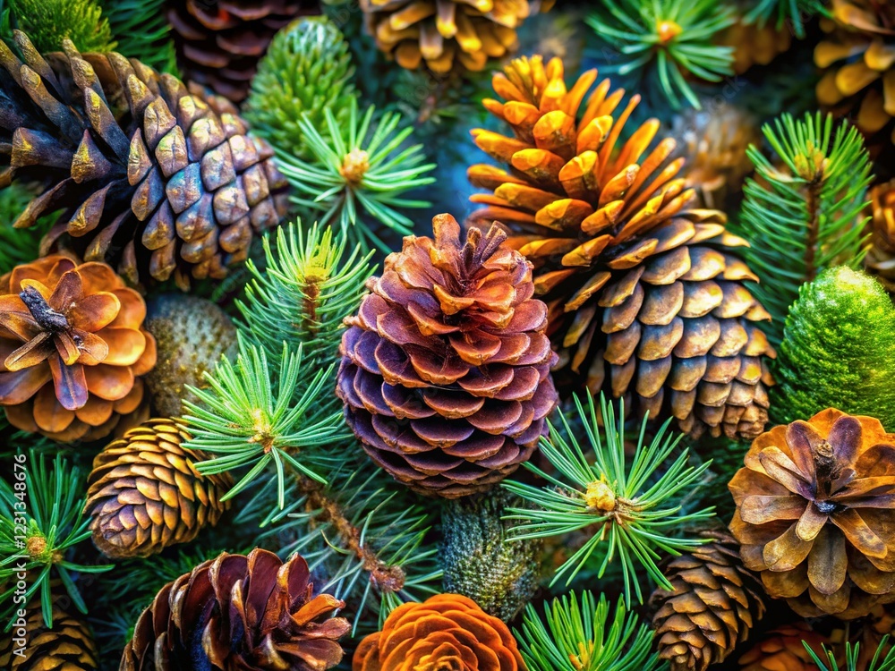 Mesmerizing Double Exposure of Pine Needles and Cones Mesmerizing Double Exposure of Pine Needles and Cones