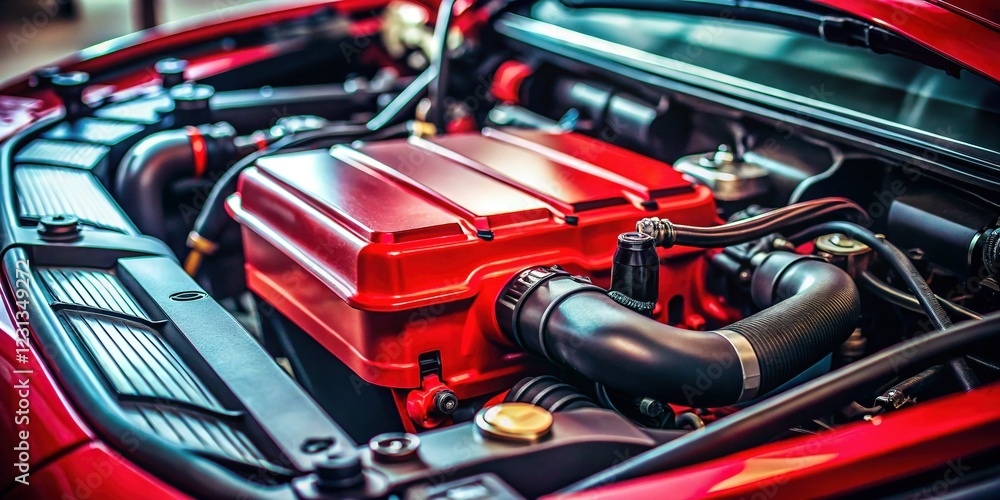 Tangerang City Indonesia: Minimalist Car Engine Bay Detail - November 2024 Tangerang City Indonesia: Minimalist Car Engine Bay Detail - November 2024