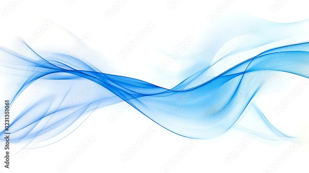 Abstract blue wave flowing on white background. Abstract blue wave flowing on white background.