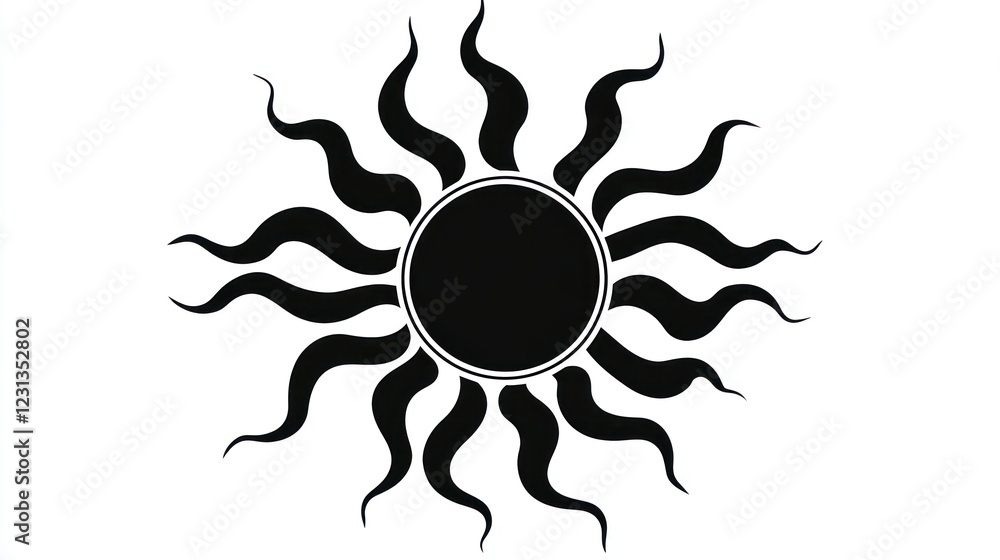 Stylized sun design, graphic art, white background, decorative Stylized sun design, graphic art, white background, decorative