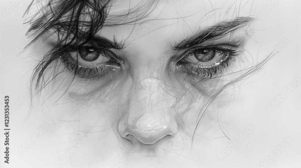 Fototapeta premium Depression portrait sketchs