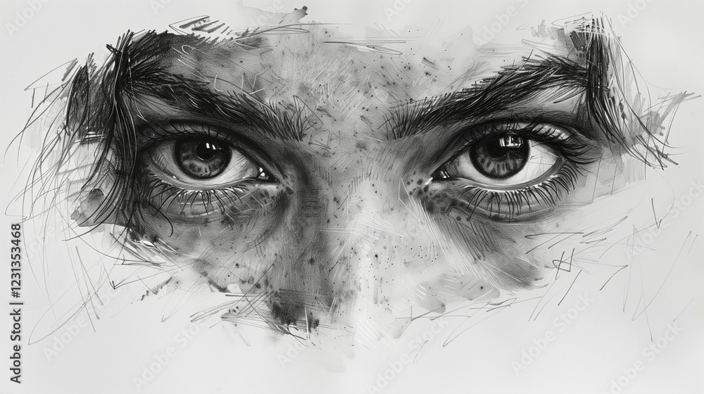 Fototapeta premium Depression portrait sketchs