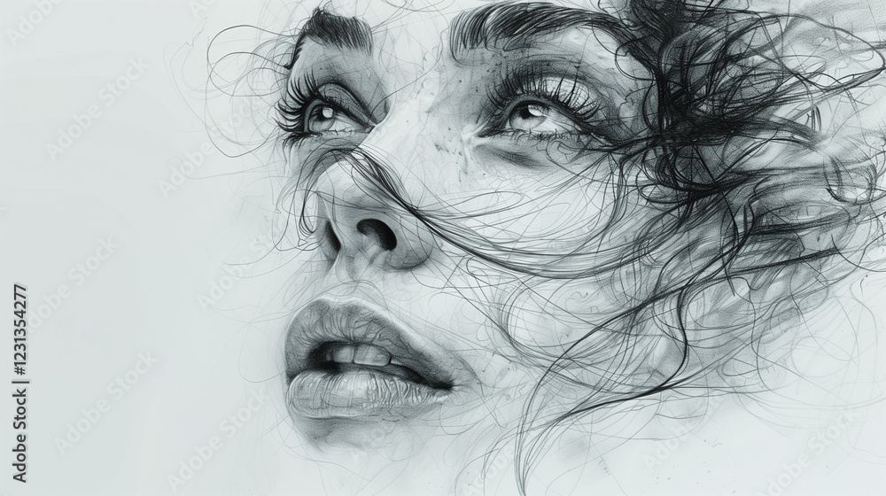 Fototapeta premium Depression portrait sketchs