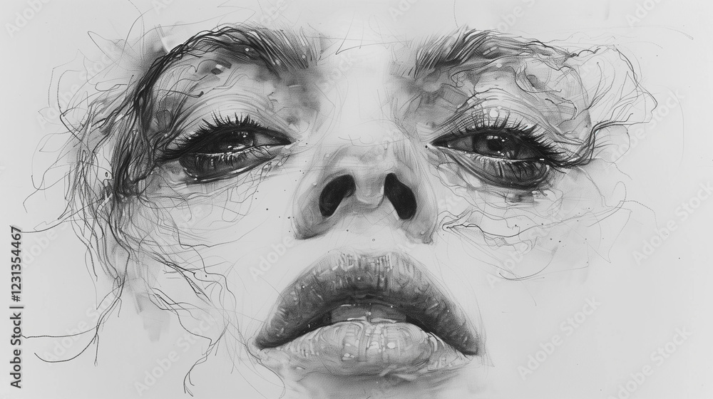 Fototapeta premium Depression portrait sketchs