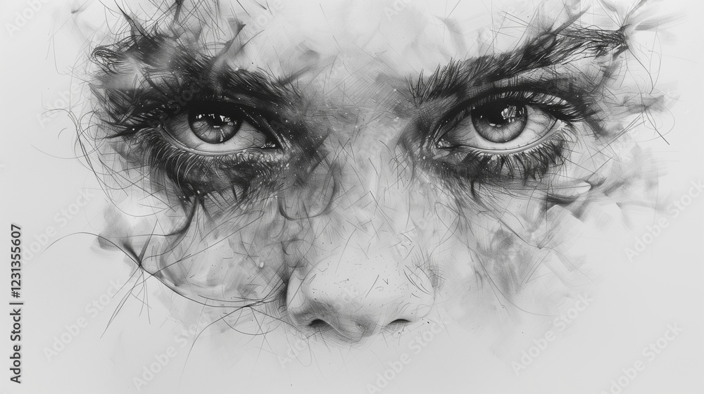 Fototapeta premium Depression portrait sketchs