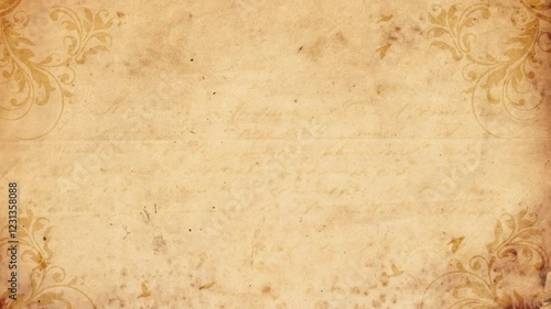 Vintage paper background with birds and patterns.