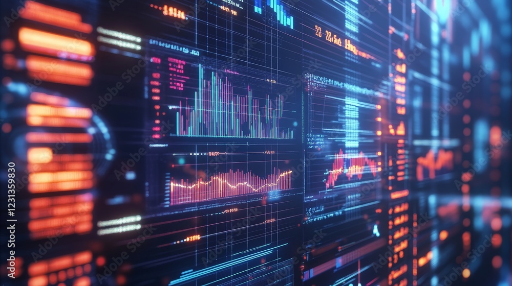 Futuristic Data Visualization Digital Charts Graphs Futuristic Data Visualization Digital Charts Graphs