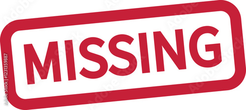 Missing stamp icon isolated on white background . Red missing stamp label icon vector