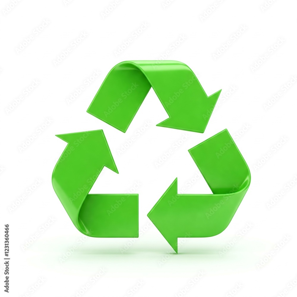 3d render of glossy green recycle symbol on white background 3d render of glossy green recycle symbol on white background