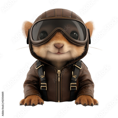 Adventurous animal pilot clear sky digital art animated environment close-up view transparent background photo