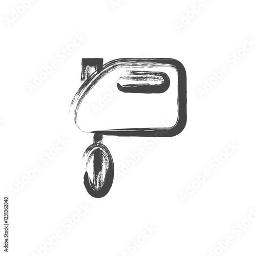 筆書き日用品家電関連の単品アイコン　泡立て機