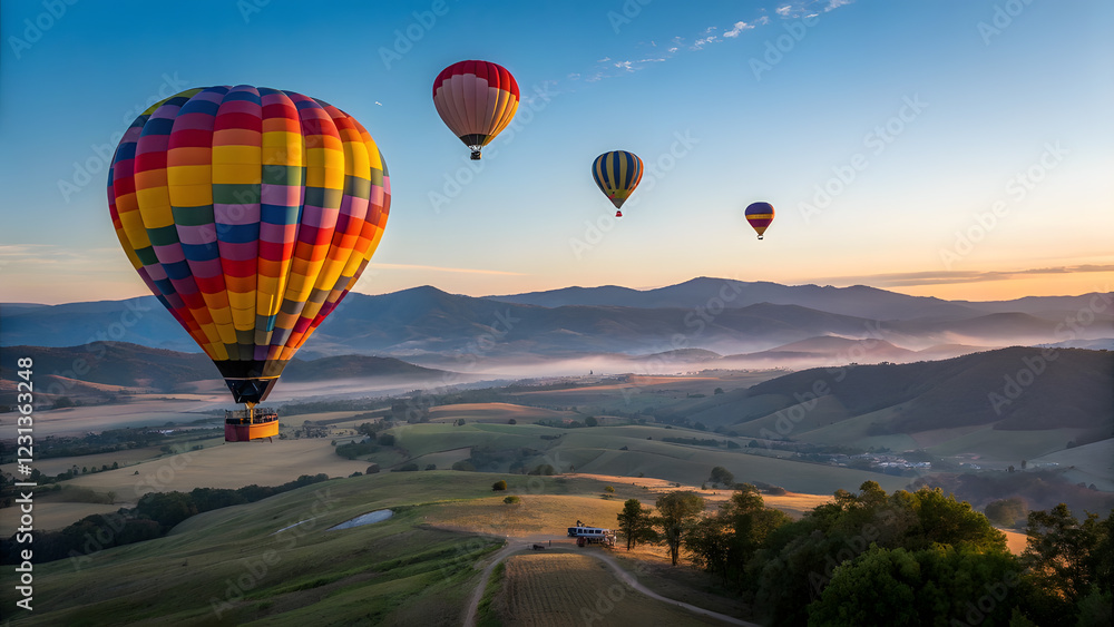 Naklejka premium Mysterious Castle Ruins on a Misty Mountain at Dawn. Perfect for: Halloween, historical tourism, Scotland, Germany