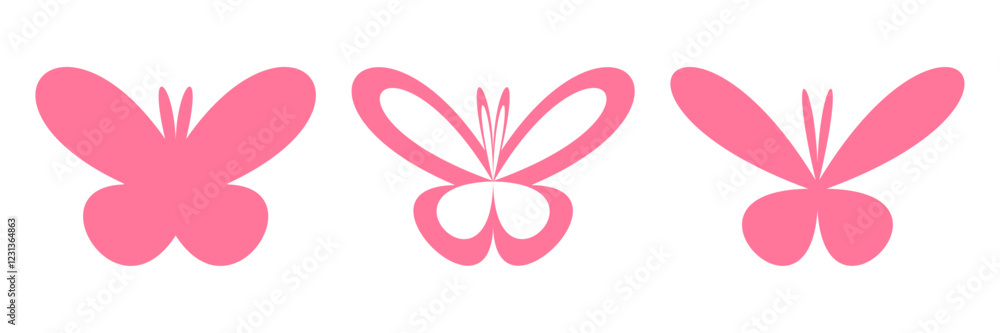 Flat Butterfly Shape Illustration Element Set Flat Butterfly Shape Illustration Element Set