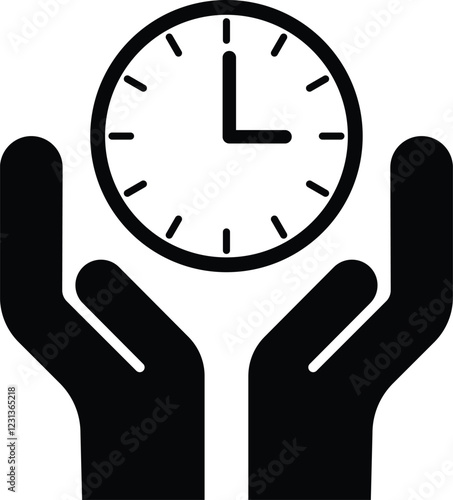 Save time icon isolated on white background . Hand holding clock icon . Vector illustration