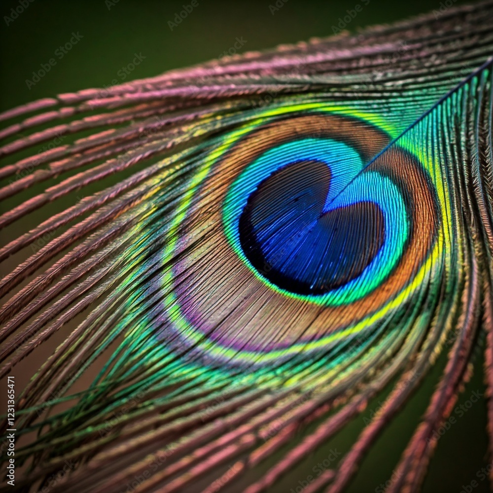 Fototapeta premium closeup macro colorful peacock feather eye pattern texture background