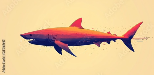 Wallpaper Mural Shark silhouette large Megalodon ancient predator fish monster illustration side view Torontodigital.ca