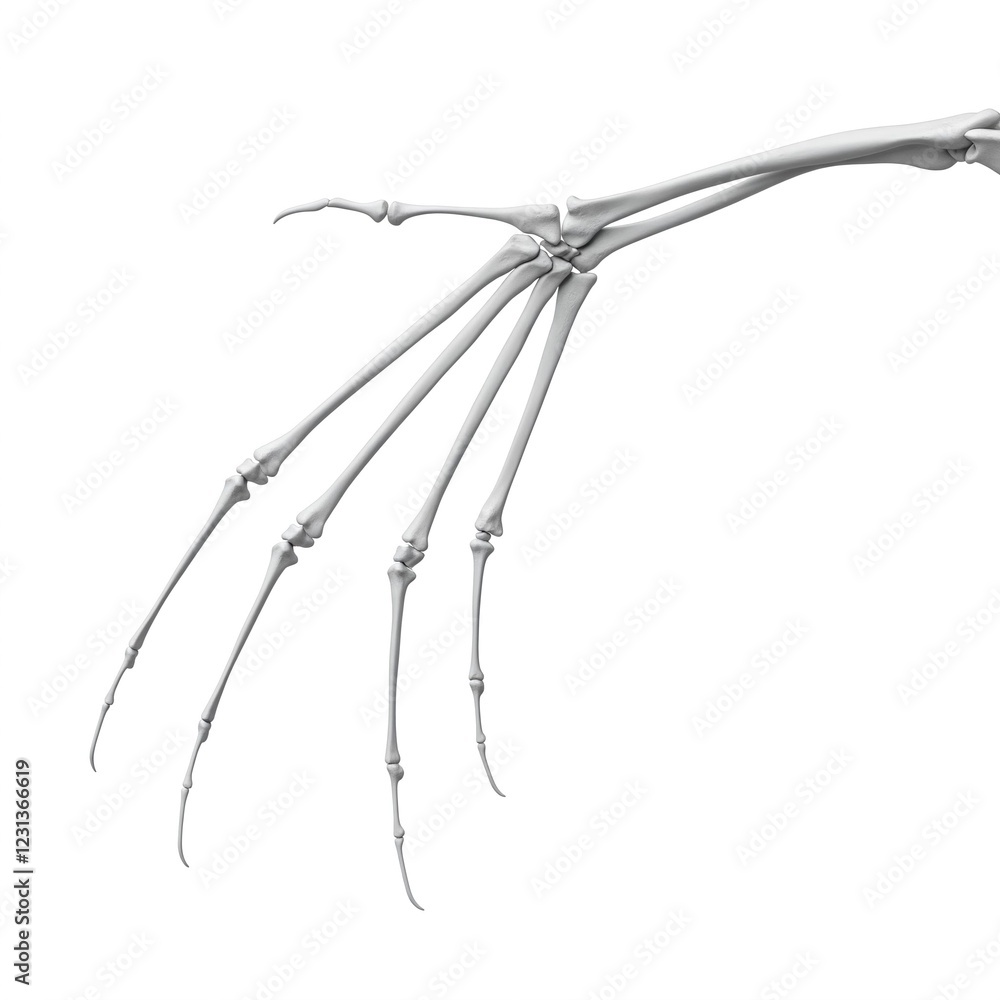 white 3d render of a skeletal human hand with four fingers and a thumb white 3d render of a skeletal human hand with four fingers and a thumb