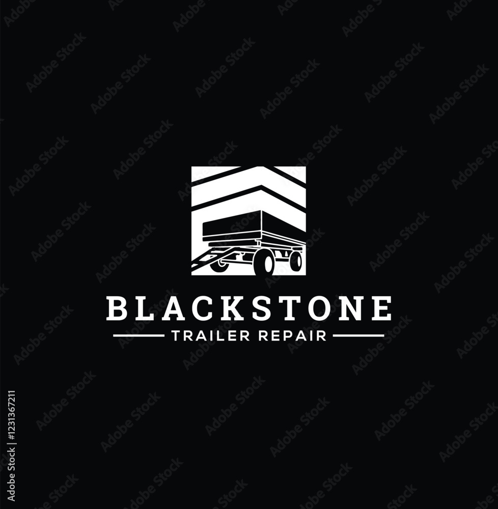 Obraz premium Blackstone Trailer Repair Logo – Modern Monochrome Design 