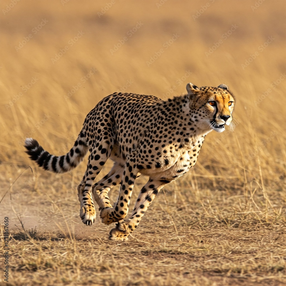 cheetah running through grass in the savanna at sunset cheetah running through grass in the savanna at sunset
