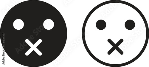 Silent emoji icon set in two styles . Muted emoji icon . Vector illustration