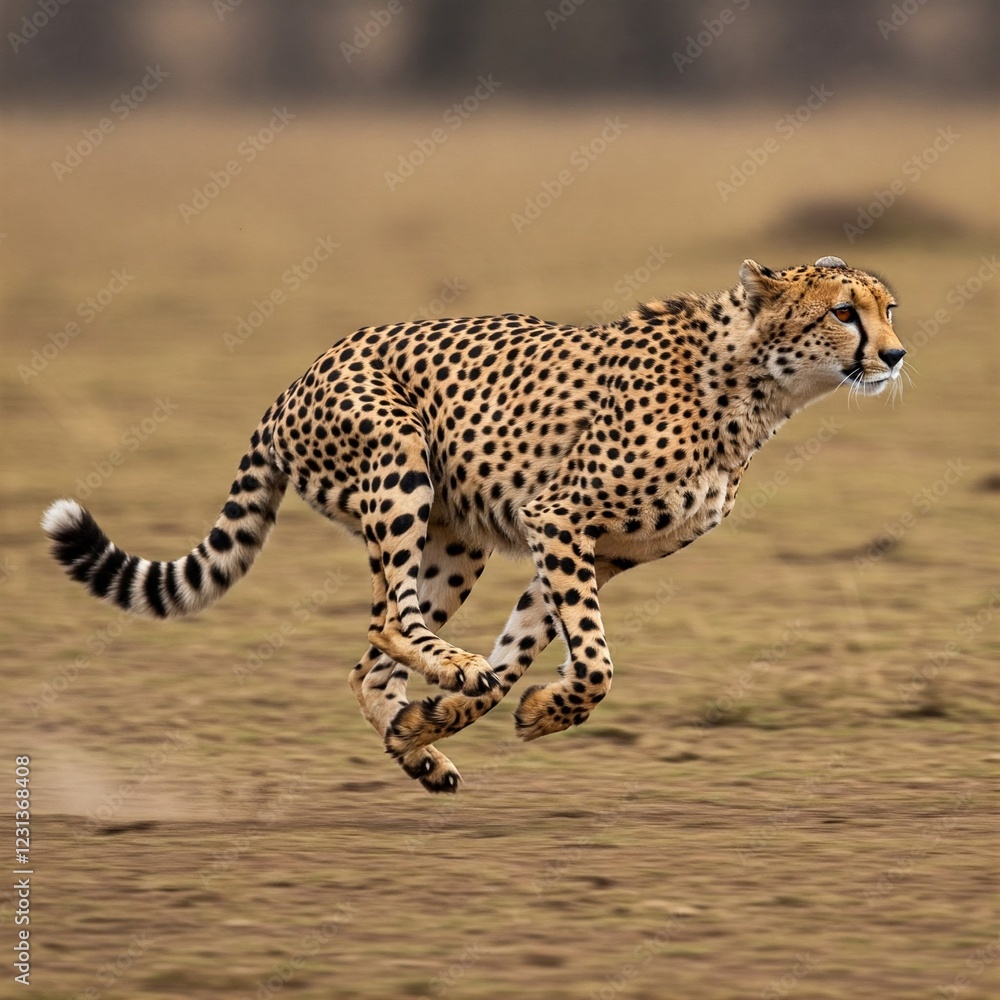 running cheetah in the african savanna with blurred background running cheetah in the african savanna with blurred background
