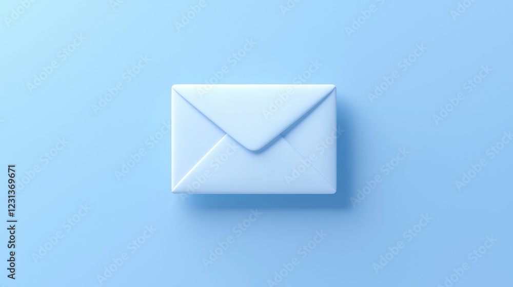 Minimalist white envelope on a soft blue background Minimalist white envelope on a soft blue background