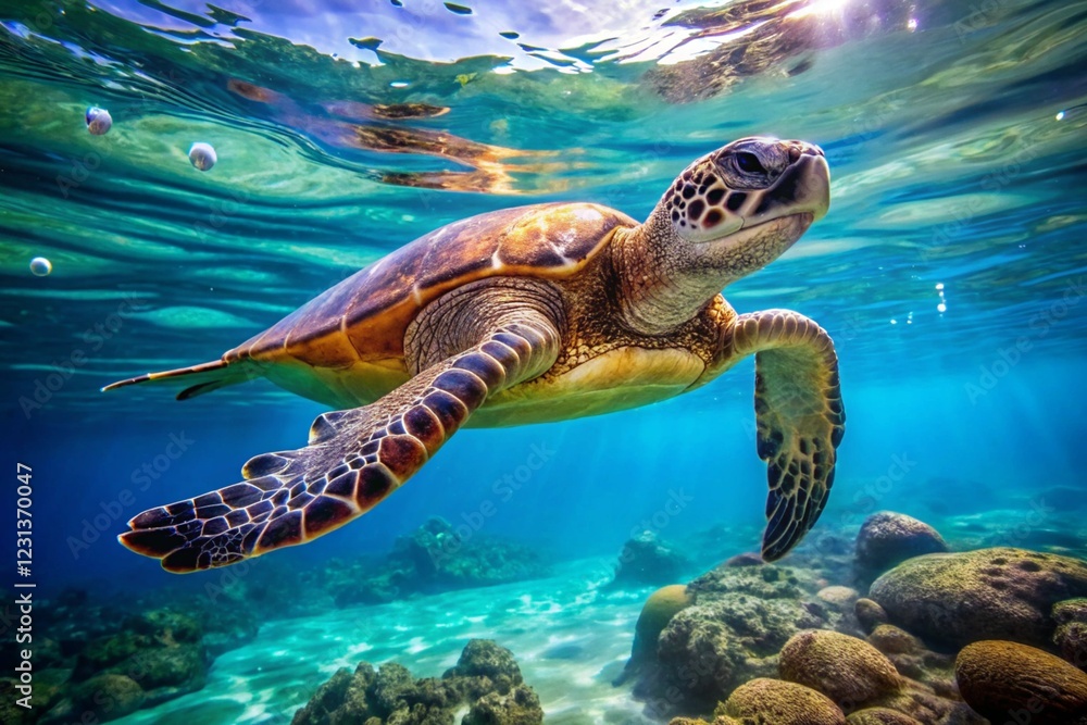 Fototapeta premium sea turtle swimming in water