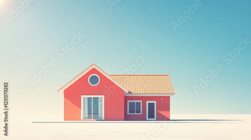 Wallpaper Mural flat vector. house with the sun. on pastel solid background. Torontodigital.ca