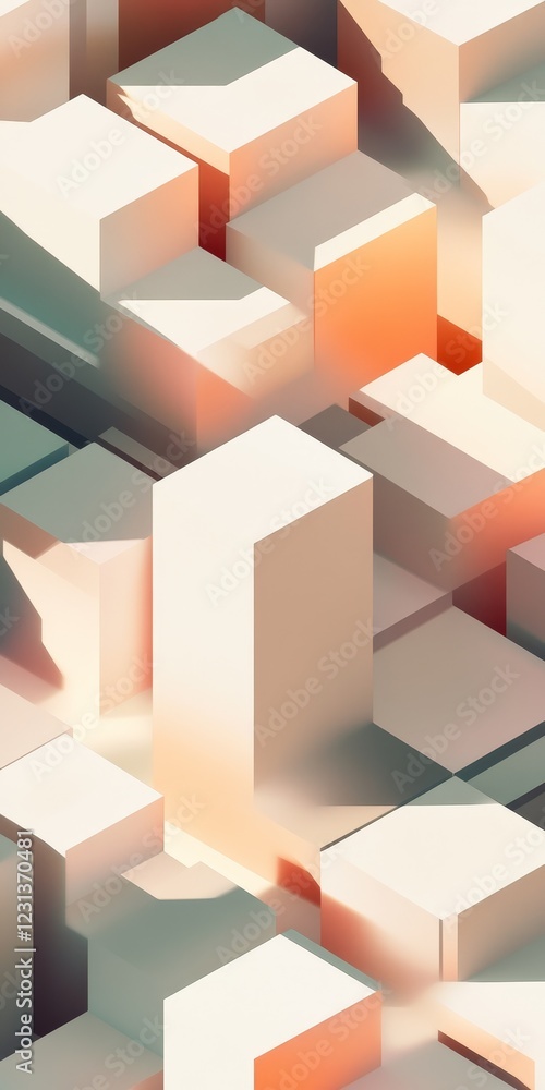 A cityscape with tall buildings and a lot of white and orange blocks. The cityscape is very busy and has a lot of activity A cityscape with tall buildings and a lot of white and orange blocks. The cityscape is very busy and has a lot of activity