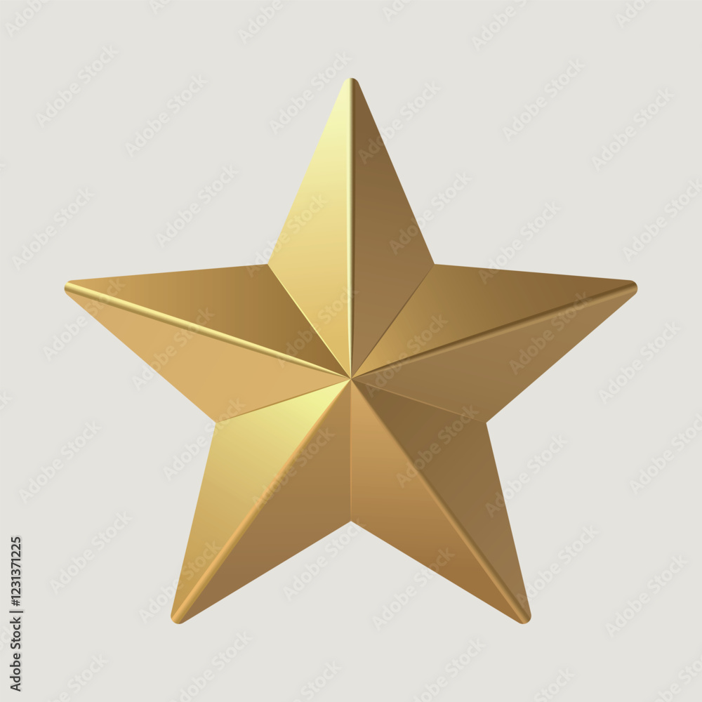 Obraz premium Geometric Gold Star with Subtle Shadow