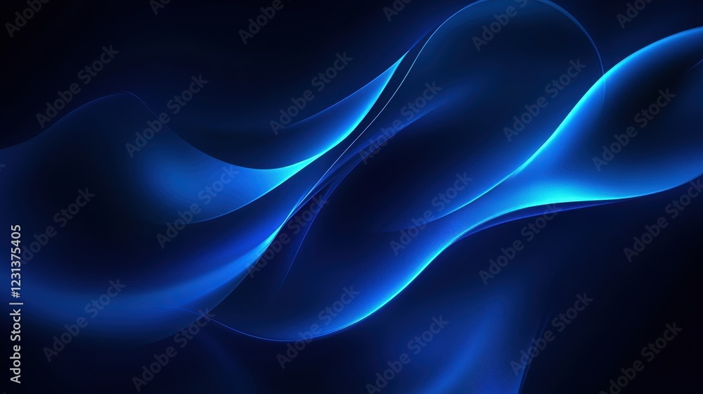 Obraz premium Vibrant blue abstract artwork with flowing patterns and luminous effects in a dark background