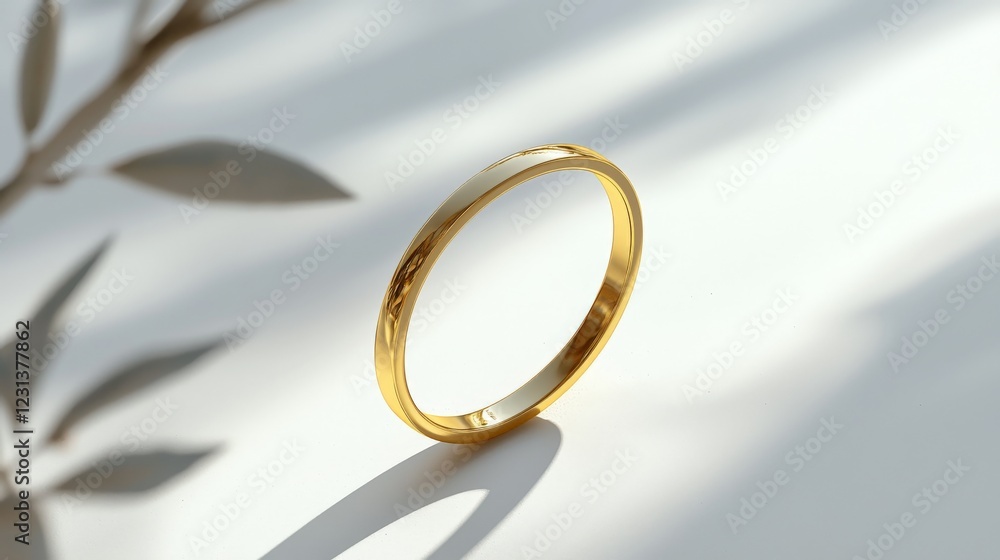 a simple golden wedding ring - product close-up photo