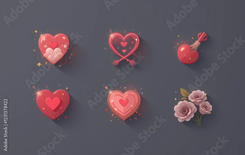 set of hearts valentine