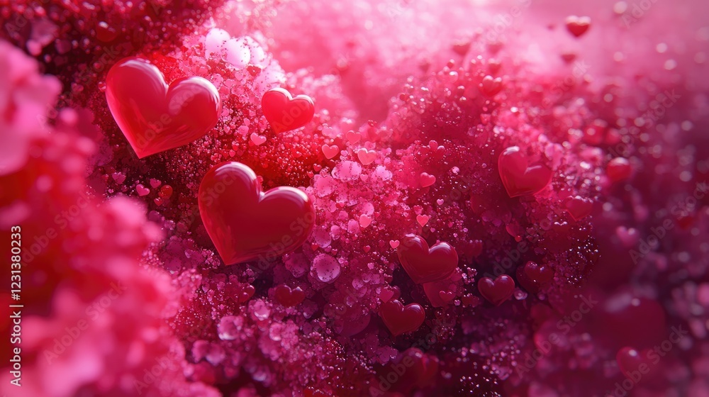 Obraz premium A beautiful generative AI art of red and pink hearts, forming a perfect backdrop for Valentine Day, love, or romantic content