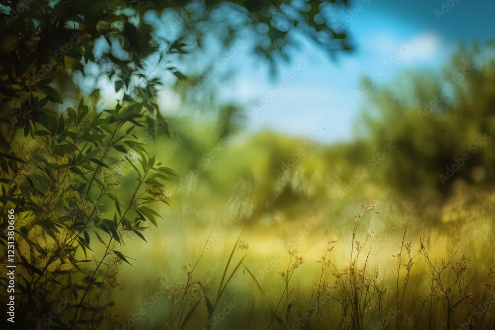 Summer meadow foliage bokeh background scene Summer meadow foliage bokeh background scene