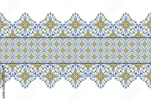 Geometric floral pattern  background vector illustration.flower ethnic pixel pattern,Aztec style,abstract background.design for texture,fabric,clothing,decoration,print,sarong.