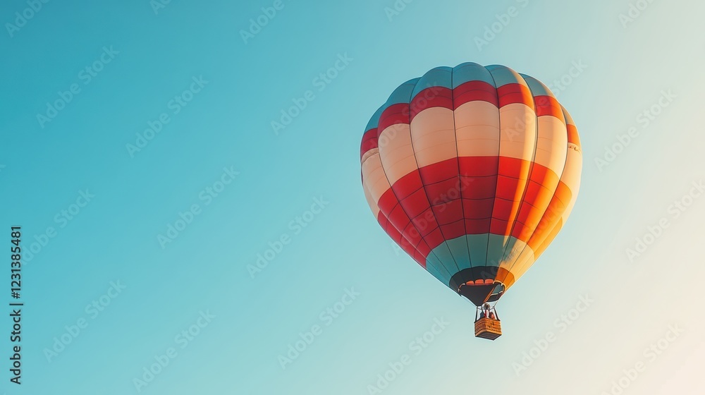 Fototapeta premium Vibrant hot air balloon isolated on white background for creative design projects and travel theme visual content.
