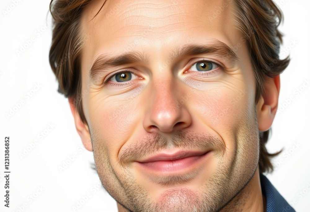 Fototapeta premium Male portrait with neutral expression on light background