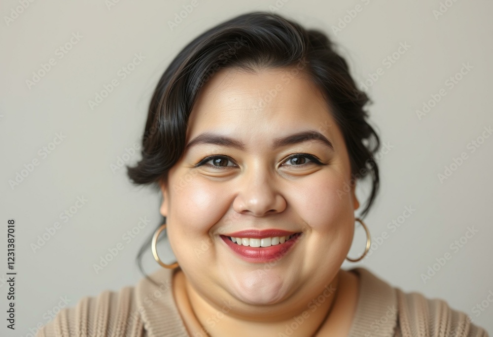 Portrait of a chubby woman with a warm smile Portrait of a chubby woman with a warm smile