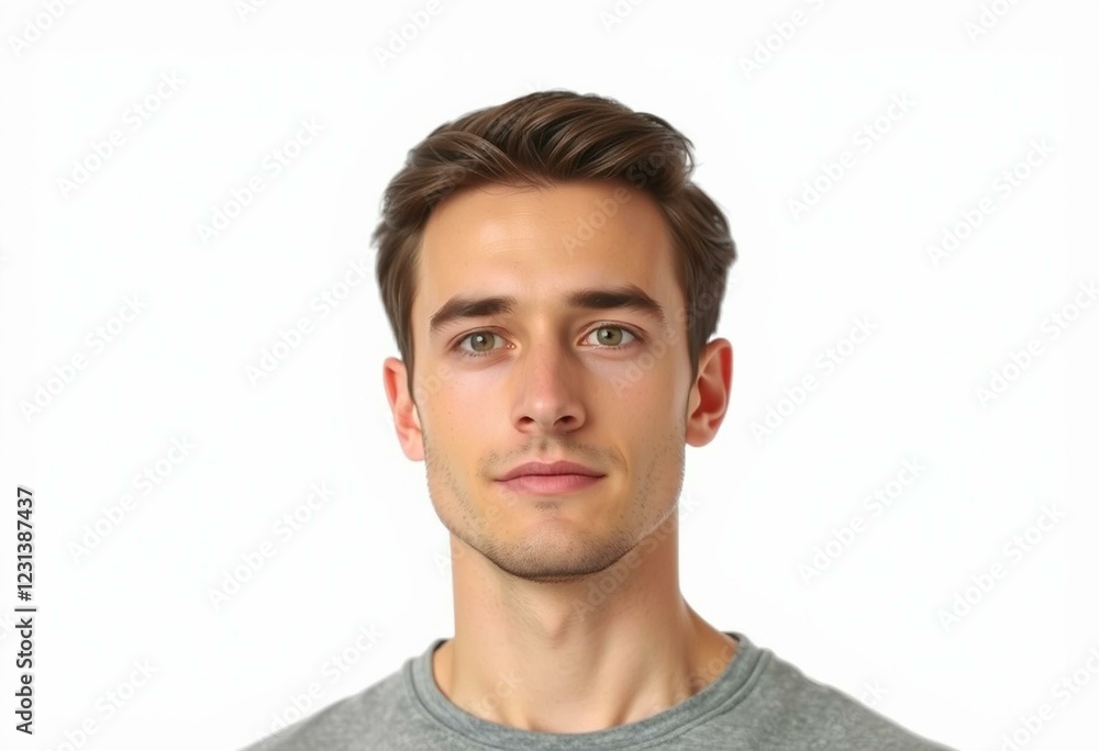 Obraz premium Male portrait with neutral expression on plain background