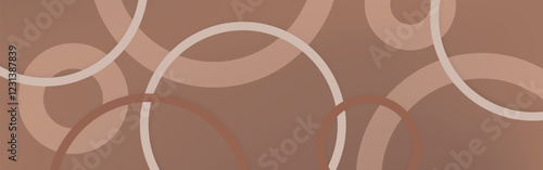 Abstract mocha mousse ring background. 3d geometric vector art with circle shapes