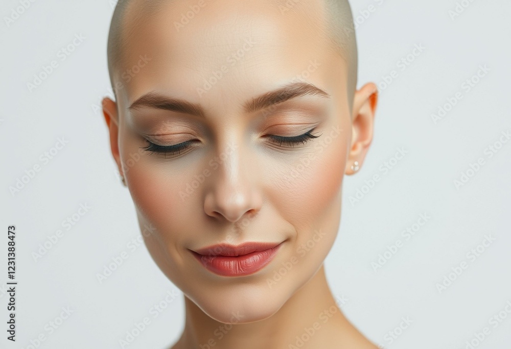 Fototapeta premium Bald woman with a calm expression