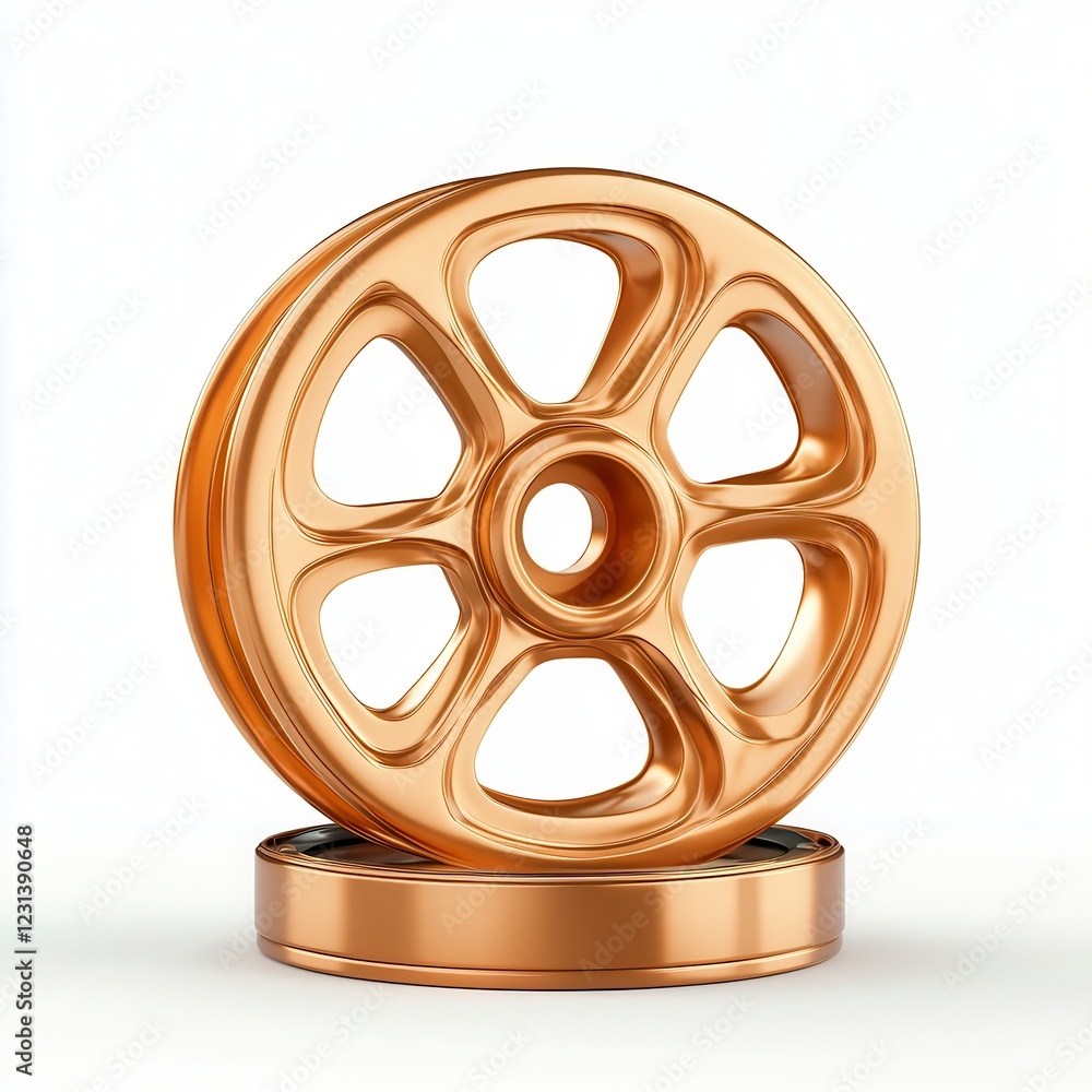 Obraz premium Gold Film Reel Award Trophy On White Background