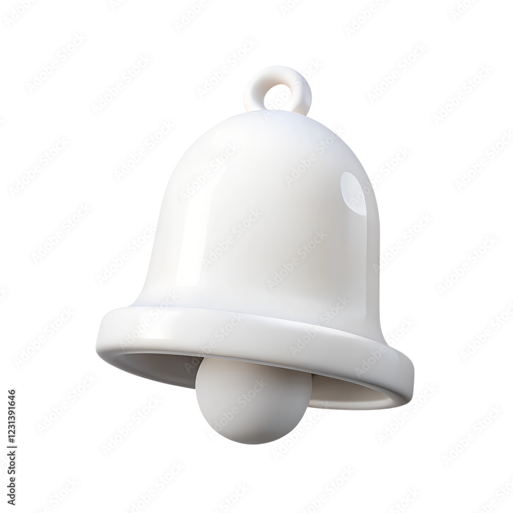 White notification bell. 3d rendering isolated on white background. Cartoon plastic style icon White notification bell. 3d rendering isolated on white background. Cartoon plastic style icon
