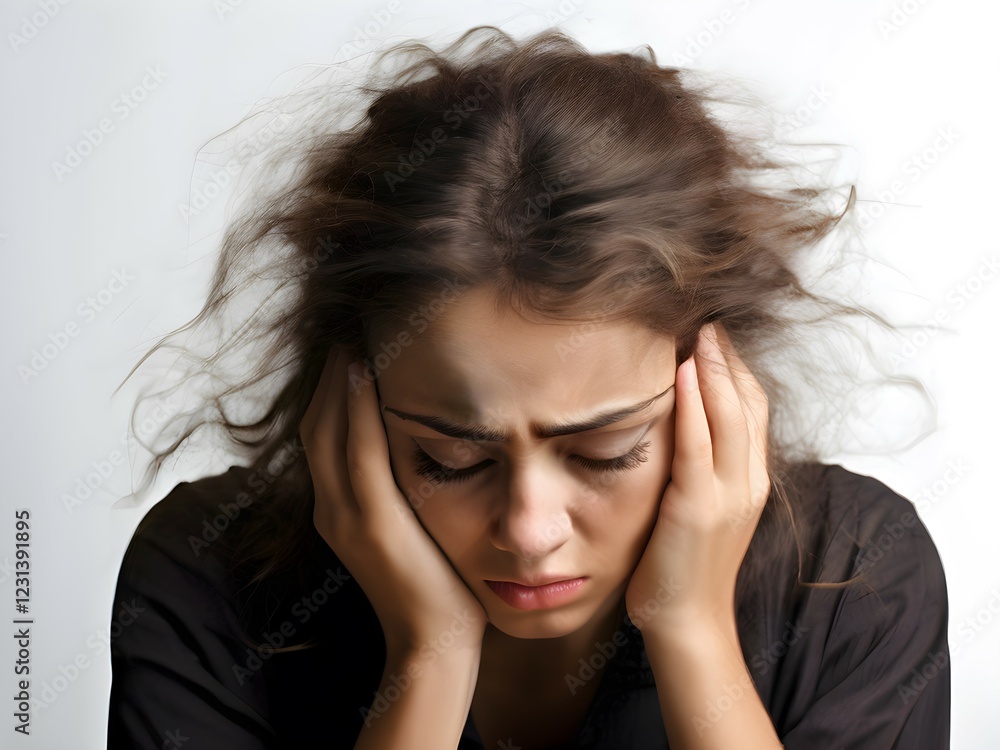 Portrait of struggle person with bipolar disorder or stress
Portrait of struggle person with bipolar disorder or stress