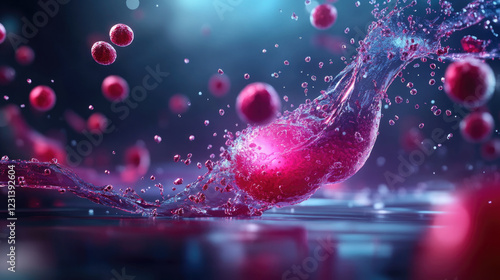 Detailed illustration of cancer cells interacting in the bloodstream a comprehensive view of cellular dynamics in an in-vivo environment