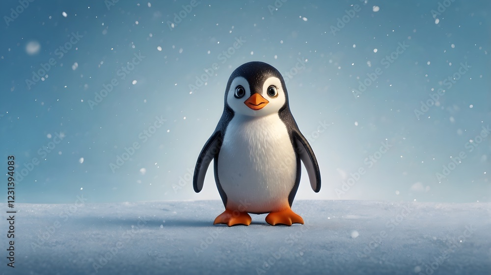 Obraz premium Penguin isolated on blue background.