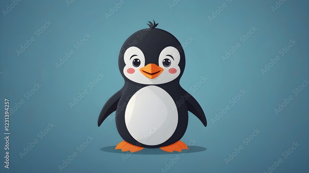 Fototapeta premium Penguin isolated on blue background.